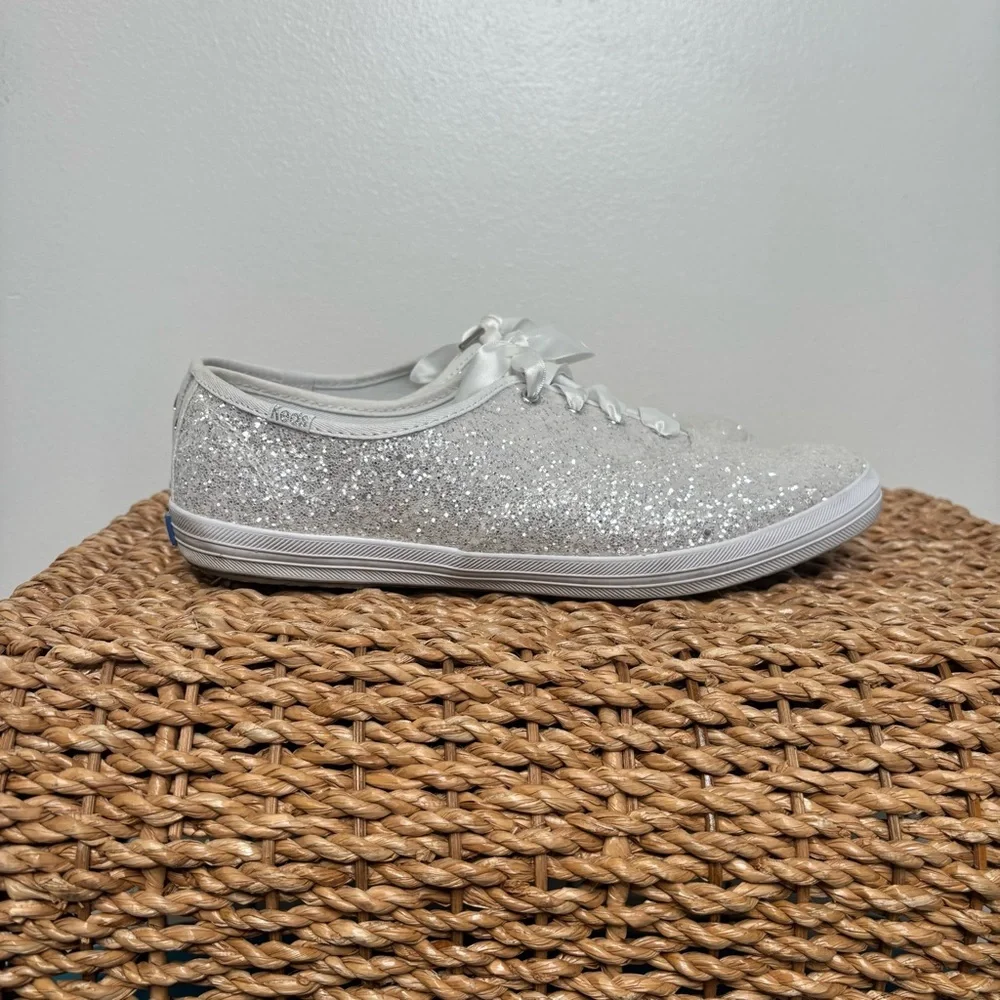 Keds x Kate Spade Glitter Sneakers Womens 9.5 White Bridal Lace Up